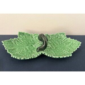 Vintage BELO Double Grape Leaf Dish w/ Branch Handle 560 Made‎ in Portugal